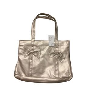 Champagne Vegan Patent Leather Tote Bag